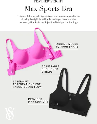 Vista 4 de Victoria's Secret Featherweight Max - Brasier deportivo para mujer de alto soporte (32B-38DDD)