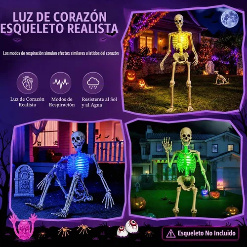 Vista 4 de Kit de iluminación de esqueleto de Halloween, luz de corazón latiendo 1 Paquete