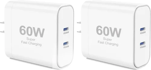 Vista 12 de Cargador para iPhone 17, 45 W de carga rápida USB C de doble puerto con cable de carga tipo C de 3/6/10/10 pies, adaptador rápido PD 3.0 para iPhone