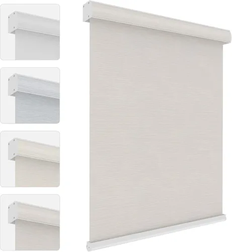Vista 11 de Changshade Persianas enrollables opacas personalizadas, persianas enrollables con cenefa, oscurecimiento de la habitación, sin cables, con Blanco