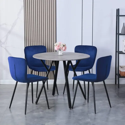 Vista 2 de Juego de mesa de comedor redonda de 35.5 pulgadas para 4, mesa de comedor moderna de 5 piezas con 4 sillas para comedor espacios pequeños