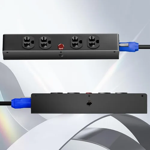Vista 3 de PowerCon - Caja de conector de alimentación de 4 Edison, adecuada para equipos de DJ, iluminación de escenario y sistemas de sonido. Toma