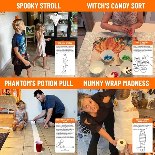 Vista 5 de Funwares Edición Espeluznante de Halloween, 100 Minutos de Juegos Divertidos - Minute to Win It Fiesta Familiar y de Viaje para Niños y Adultos