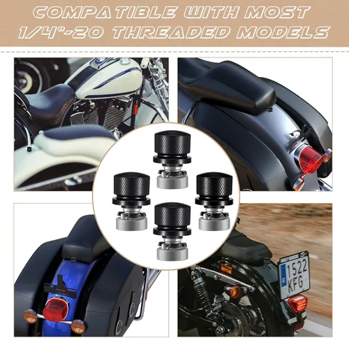 Vista 7 de Therwen Kit de 8 tuercas de tornillo de asiento, kit de tuercas de asiento de guardabarros, rosca de 1/4-20, compatible con Harley-Davidson
