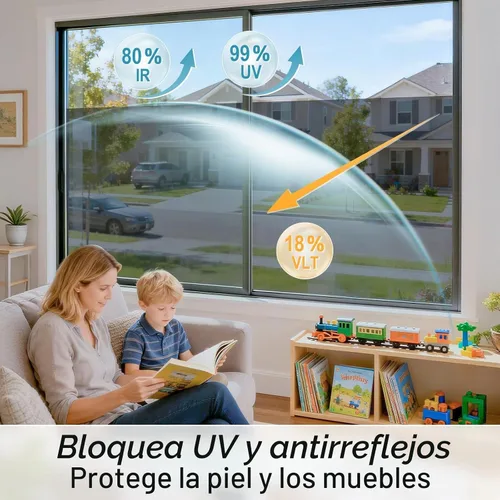 Vista 4 de DOWELL Película de privacidad unidireccional para ventana con 3 herramientas, tinte de ventana para control de calor del hogar, bloqueo solar anti