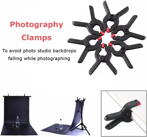 Vista 2 de 6 abrazaderas de fondo para fotos, clips de resorte para fotos, abrazaderas de resorte resistentes para estudio de fotografía, clips de fondo