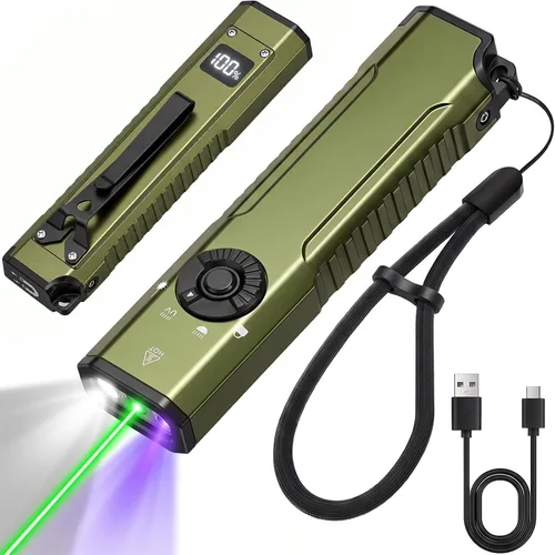 Vista 10 de EDC - Linterna plana recargable, LED blanco UV y luz verde (naranja)