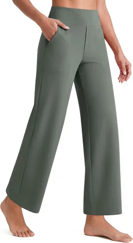 Vista 16 de G4Free EverGoing - Pantalones tobilleros de pierna ancha para mujeres Negro