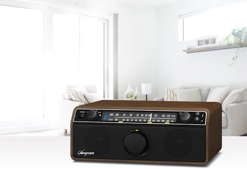 Vista 2 de Sangean WR-12BT AM/FM/Bluetooth/AUX-In Radio estéreo analógica de gabinete de madera (nogal oscuro)
