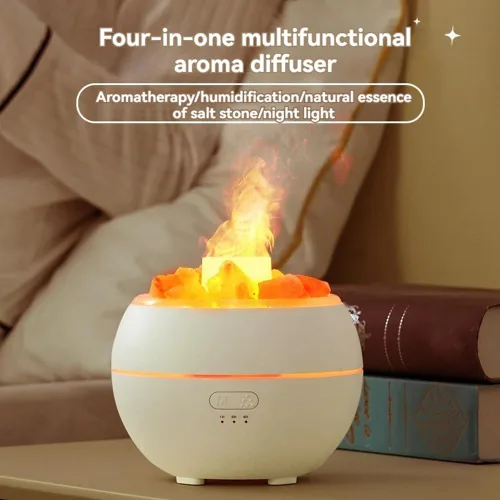 Vista 7 de Humidificador de luz LED de piedra de sal USB aromaterapia luz nocturna niebla humidificador de aire para dormitorio, hogar, escritorio y oficina
