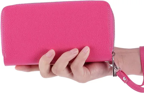 Vista 7 de HAWEE - Cartera para teléfono celular, con dos cierres y correa larga extraíble para la muñeca, para mujer