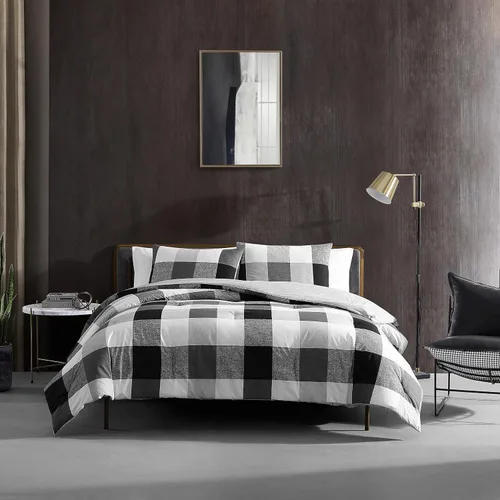 Vista 13 de Kenneth Cole New York - Juego de funda de edredón tamaño King, ropa de cama reversible de algodón con fundas a juego, decoración moderna del hogar