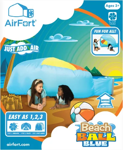 Vista 2 de AirFort - Fuerte inflable para niños, se construye en 30 segundos, tienda de campaña para jugar a partir de 3 años (pelota de playa azul)