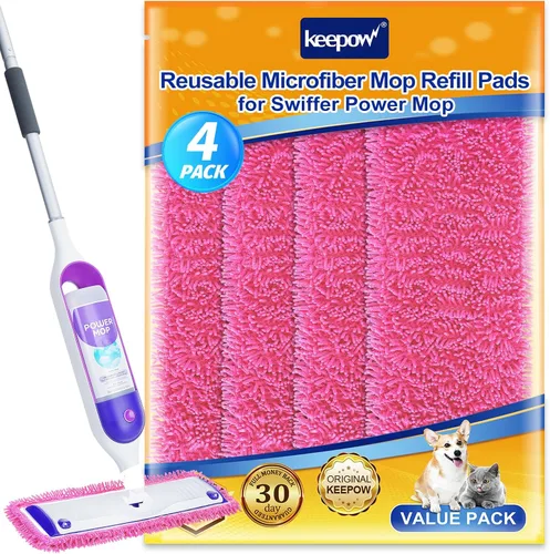 Vista 10 de KEEPOW Almohadillas de microfibra reutilizables para mopa Swiffer Powermop, paquete de 2, almohadillas de mopa eléctrica para trapeador de 13 a 15