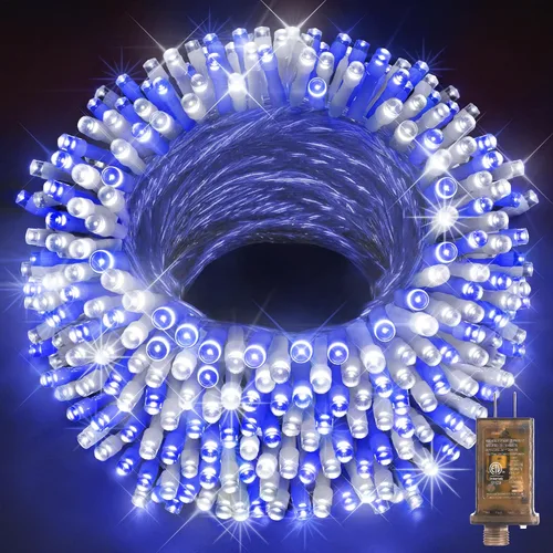 Vista 35 de KNONEW Guirnalda de luces de Navidad para interiores, 60 pies, 180 luces LED impermeables para exteriores, 8 modos de iluminación, función