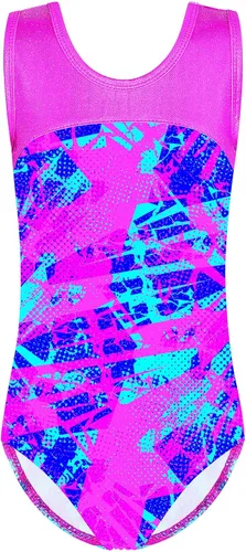 Vista 2 de TFJH E Leotardos de gimnasia para niñas, ropa de ballet para práctica, espalda cruzada, de una pieza, 3-12 años
