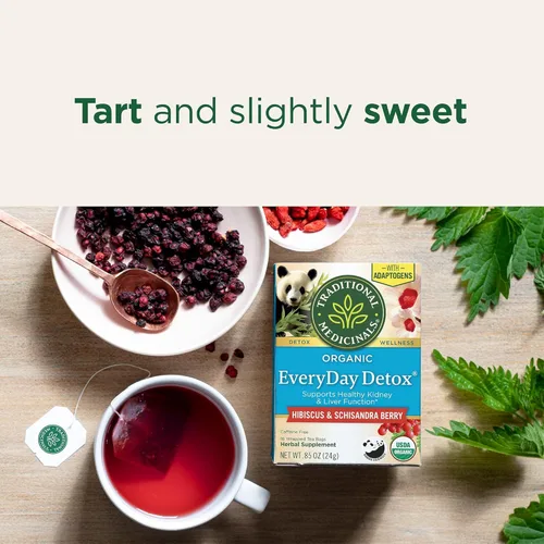 Vista 4 de Traditional Medicinals Té, Desintoxicación Diaria Orgánica de Baya Schisandra, Apoya la Función Hepática Saludable, Desintoxicación, 16 Bolsas de Té