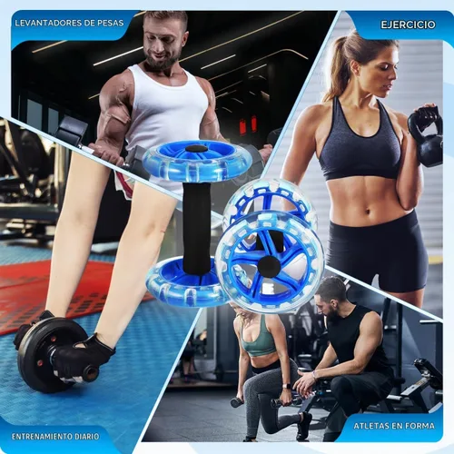 Vista 9 de Kisangel - Paquete de 2 ruedas de rodillo abdominal, entrenador abdominal doble, gimnasio en casa