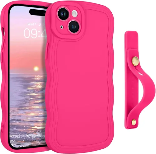 Vista 46 de GUAGUA Funda para iPhone SE 2022/2020, Funda para Teléfono iPhone 7/8 Diseño Lindo de Forma de Onda Rizada TPU Suave con Correa de Muñeca Soporte