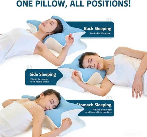 Vista 4 de Almohada cervical de espuma viscoelástica – Soporte ergonómico para el cuello para personas que duermen de lado, espalda y estómago Almohada