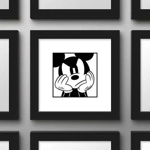 Vista 3 de Trends International Gallery Pops Disney Mickey Mouse - Mickey Expressions - Póster de pared gruñón, 12 x 12 pulgadas, versión enmarcada en negro