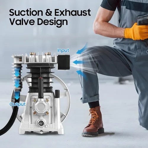 Vista 5 de Cabezal de bomba de compresor de aire, motor de bomba de compresor industrial 3HP 2.2KW, cabezal de bombas de lubricación de salpicaduras