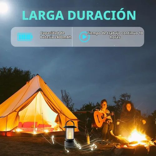 Vista 5 de Impermeable Bluetooth Camping Linterna Altavoz. (Negro)