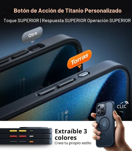 Vista 5 de TORRAS Magnetic Guardian - Funda diseñada para iPhone 14 Pro Max [probada en caídas de grado militar] [compatible con MagSafe] Funda delgada