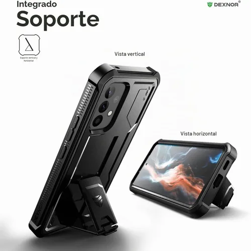 Vista 4 de Dexnor Funda para Samsung Galaxy A53 5G, protector de pantalla y soporte integrados, protección a prueba de golpes de grado militar para Samsung