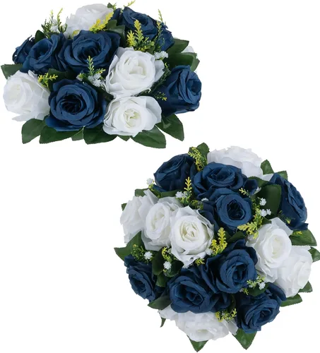 Vista 39 de BLOSMON Bolas de Flores para Bodas, Centros de Mesa de Rosas, 2 Piezas, Flores Artificiales Negras, Bolas Florales Colgantes, Decoración de Arreglos