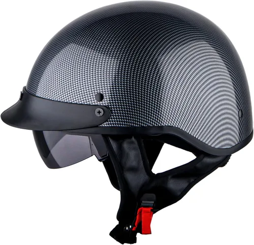 Vista 9 de 1Storm Casco de media cara para motocicleta, ciclomotores, scooter, piloto con visera ahumada interior retráctil