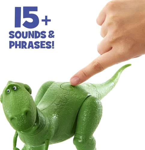 Vista 3 de Mattel DisneyPixar Toy Story 4 True Talkers Figura Rex, 7.8 in / 19.81 cm de altura Posable, Figura de personaje parlante con apariencia auténtica