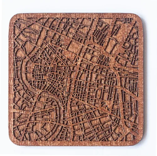 Vista 37 de Posavasos Amsterdam Map by O3 Design Studio, 1 pieza, posavasos de madera Sapele con mapa de la ciudad, hecho a mano, varias ciudades opcionales