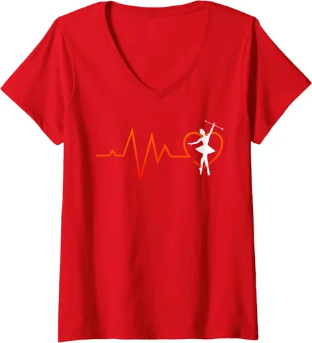 Vista 5 de Majorette Heartbeat Gymnastics Baton Twirling V-Neck T-Shirt