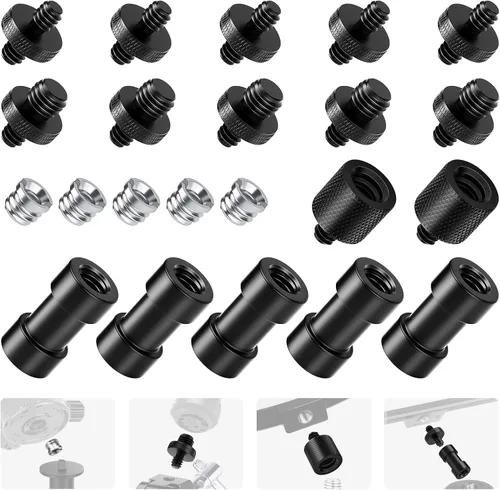 Vista 13 de Neewer® Adaptador convertidor de tornillo roscado de metal de 1/4" 3/8" para cámara DSLR, trípode, plataforma de hombro, soporte de luz, jaula