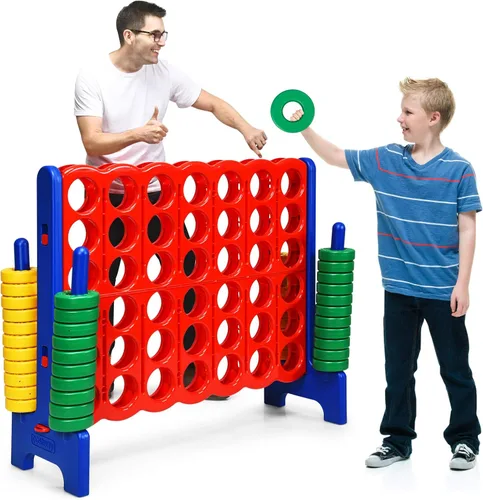 Vista 2 de ARLIME Juego gigante de conexión 4 en fila, juego de juguetes jumbo de 4 en puntuación de 47 pulgadas con palanca de liberación rápida, anillo