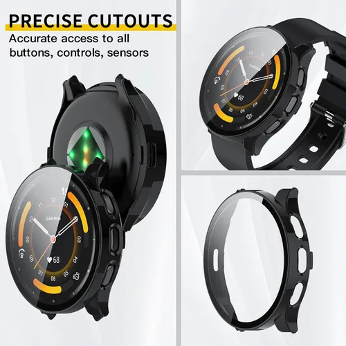 Vista 4 de Funda compatible con Garmin Venu 3S, protector de pantalla de policarbonato duro con vidrio templado, funda protectora completa para Garmin Venu 3S
