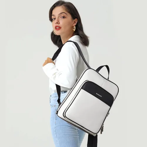 Vista 2 de BOSTANTEN Mochila de piel auténtica, bolsas de viaje casuales para mujer, Viajar