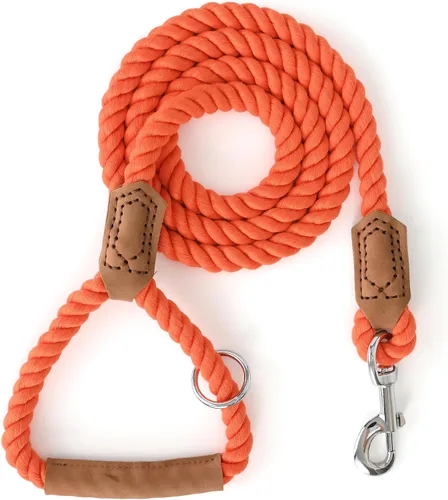 Vista 9 de Mile High Life Correa para perro, correas de cuerda de algodón trenzada con mango de cuero, cierre de metal resistente, 4 pies, 1/2 pulgada