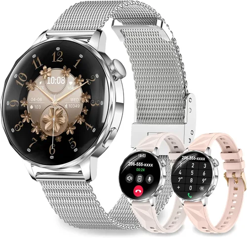 Vista 8 de Relojes inteligentes para mujer, reloj inteligente de 1.27 pulgadas (respuesta/hacer llamadas) compatible con teléfonos iPhone/Android, reloj