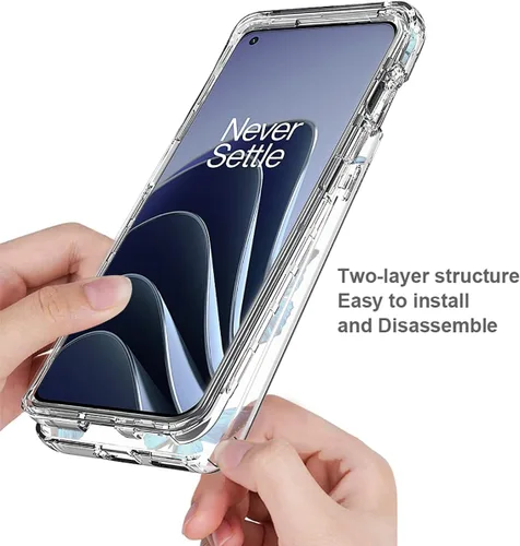 Vista 4 de Funda para OnePlus 10 Pro NE2210 con protector de pantalla de vidrio templado, suave 360 cuerpo completo, a prueba de golpes, híbrida, transparente