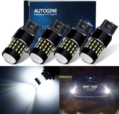 Vista 8 de AUTOGINE 4 bombillas LED superbrillantes de 9-30 V 7440 7441 7443 7444 992 3014 54-EX chipsets con proyector para luces direccionales, luces