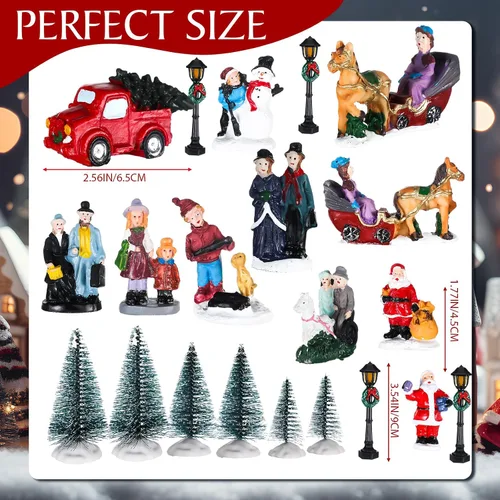 Vista 6 de Wettarn Juego de 26 piezas de aldeas de Navidad con luces LED, figuras de Navidad, decoración de casas de pueblo de Navidad, edificio coleccionable