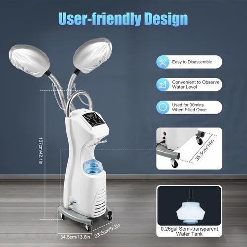 Vista 5 de Vaporizador profesional para el cabello, máquina de teñir el cabello, 110 V, 650 W, 7 en 1, sala rodante, ozono, cuidado del cabello, vaporizador