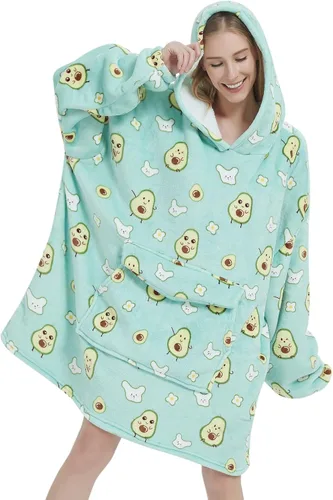 Vista 21 de Mewkou Manta con capucha para adultos, manta de forro polar Sherpa de gran tamaño con capucha para mujeres y hombres, café