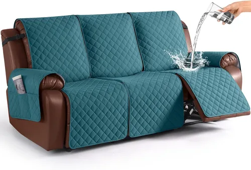 Vista 24 de KinCam Funda impermeable para sofá biplaza reclinable, funda antideslizante para sofá reclinable de 2 asientos, funda de sofá reclinable, protector
