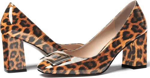 Vista 6 de WAYDERNS Zapatos de tacón alto con puntera cuadrada para mujer, de 3 pulgadas