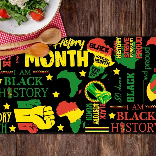 Vista 5 de Camino de mesa del mes de la historia negra, festival del patrimonio afroamericano de apoyo, igualdad, celebración social, vacaciones, cocina