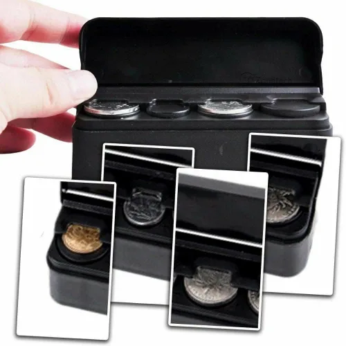 Vista 5 de Organizador portátil de monedas para automóvil, caja de almacenamiento de monedas para automóvil, organizador de cambio de monedas, dispensador