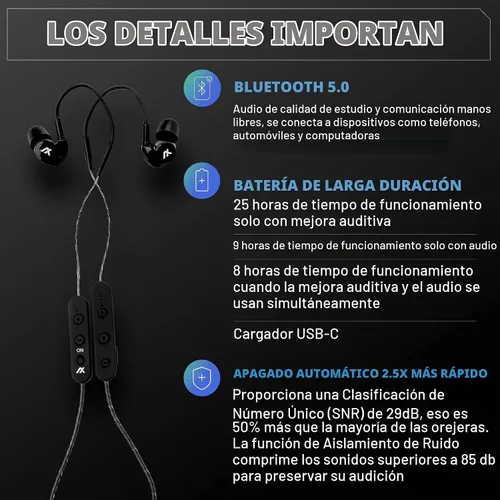 Vista 5 de AXIL GS Extreme 2.0 Shooting Ear Buds – Hearing Enhancement & Noise Isolation Bluetooth Earbuds – w/Dynamic Speakers – 25-Hour